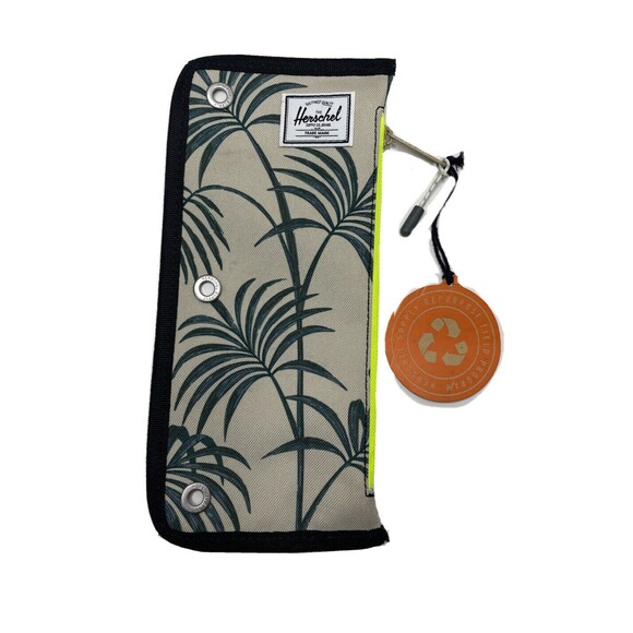 Herschel Supply Co Repurposed Case Green leaf print Canvas Case NWT 4”x10” - Picture 1 of 5